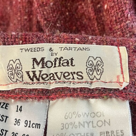 Vintage MOFFAT WEAVERS Tweeds & Tartans Scotland Wool Pleated Skirt Sz 14 - Picture 10 of 12